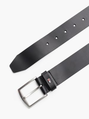 schwarz ledergürtel mit flag aus emaille für herren - tommy hilfiger