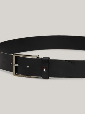 black metal flag square buckle leather belt for men tommy hilfiger