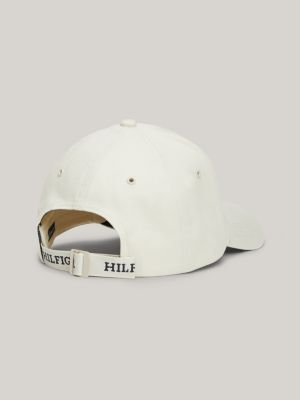 beige 6-panel-cap mit logomuster am riemen für herren - tommy hilfiger