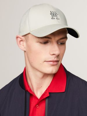 casquette à six panneaux et motif logo beige pour hommes tommy hilfiger