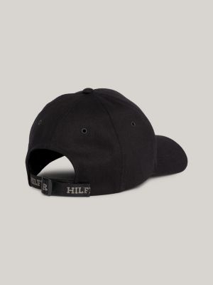 black 6-panel-cap mit logomuster am riemen für herren - tommy hilfiger
