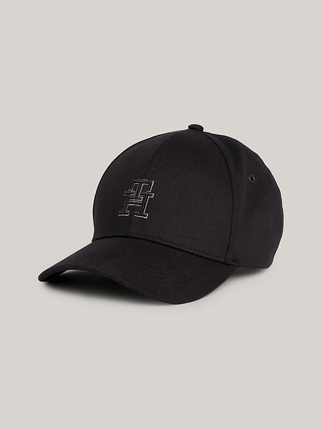 black repeat logo strap six-panel cap for men tommy hilfiger