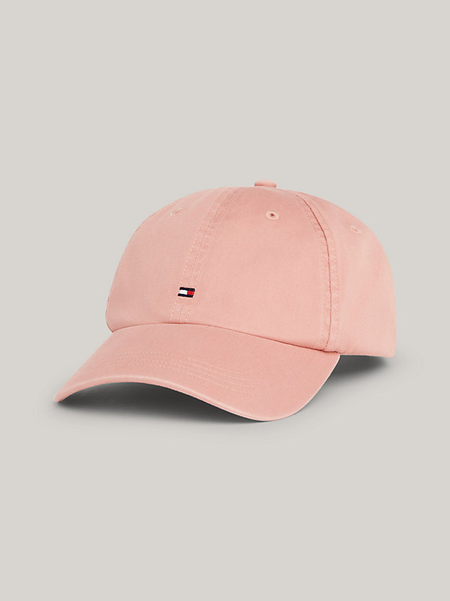 pink czapka z daszkiem o 6-panelowej konstrukcji dla mężczyźni - tommy hilfiger