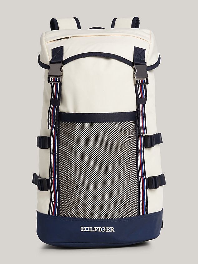 beige hilfiger monotype small flap backpack for men tommy hilfiger
