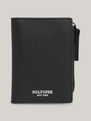 Bifold-Brieftasche aus Leder mit Reißverschluss | Schwarz | Tommy 