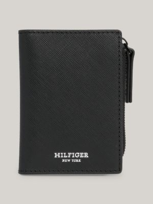 TOMMY HILFIGER Passcase & Valet Bifold Wallet Black Leather Textured  31HP22X012