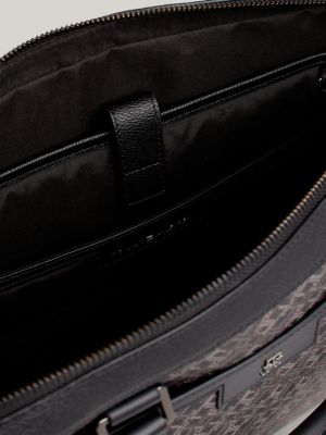 TH Monogram Textured Laptop Bag | Black | Tommy Hilfiger