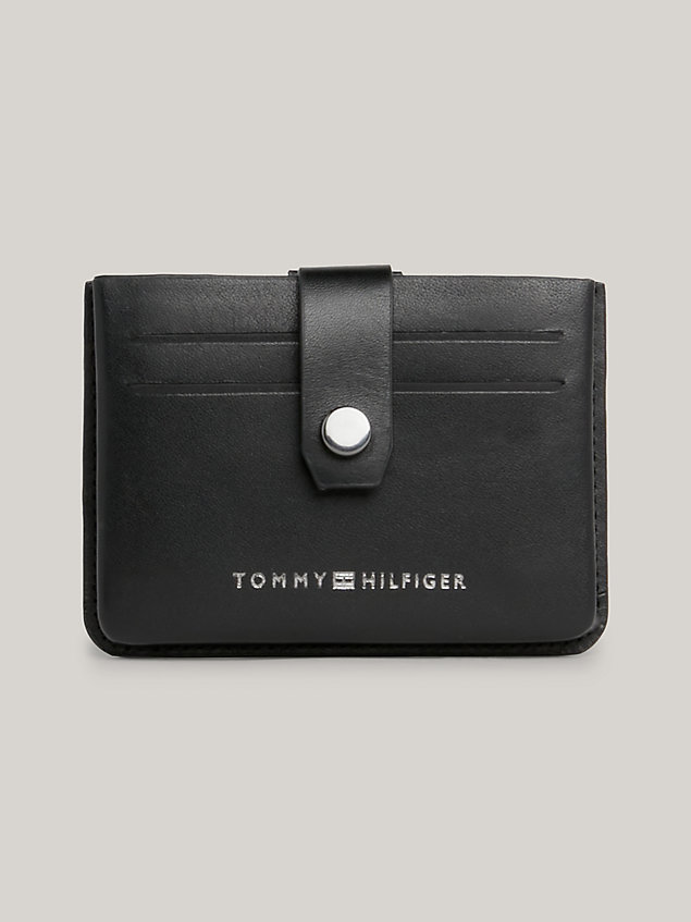 black prep moulded leather credit card holder for men tommy hilfiger