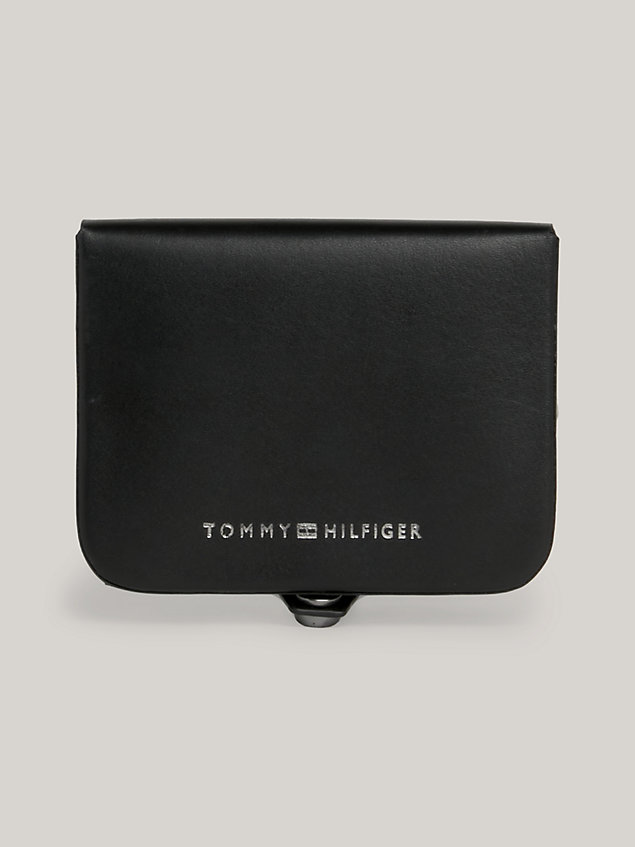 black prep leather foldover moulded wallet for men tommy hilfiger
