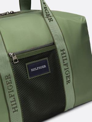 green logo webbing medium duffel bag for men tommy hilfiger