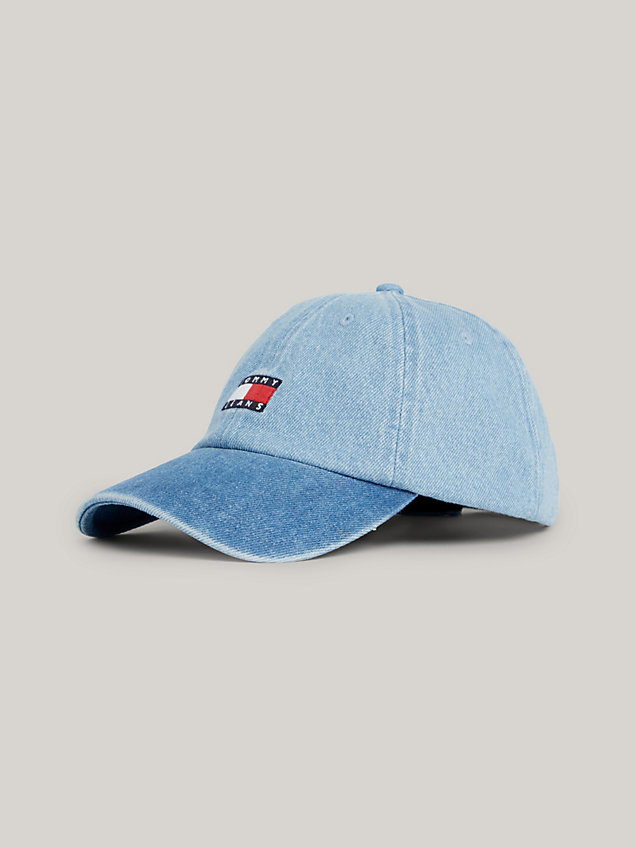 cappello da baseball heritage in denim blue da uomini tommy jeans