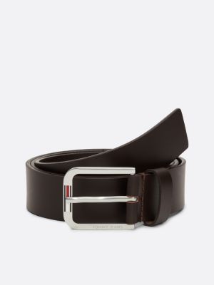 Ceinture en cuir a boucle carree Marron Tommy Hilfiger