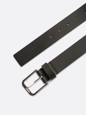 black leather square buckle belt for men tommy jeans