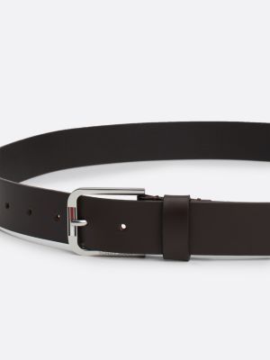 brown leather square buckle belt for men tommy jeans