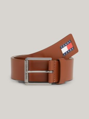 Leren riem met vierkante gesp, Blauw