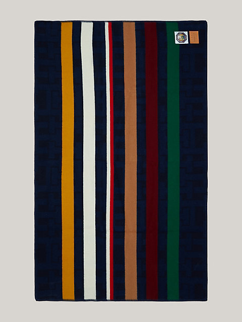 blue tommy x pendleton deken met new york stripe voor heren - tommy hilfiger