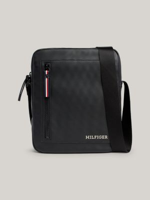 Pique Textured Small Reporter Bag | Black | Tommy Hilfiger