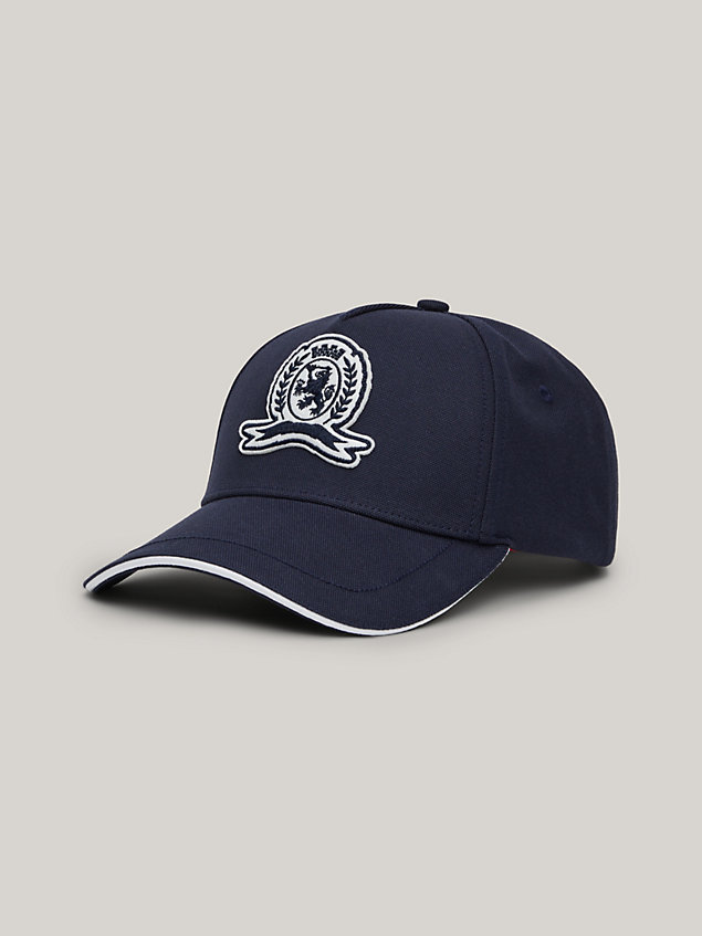 blue oversized crest appliqué cap for men tommy hilfiger