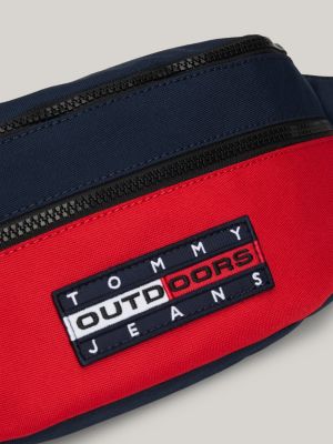 blue archive colour-blocked crossover bum bag for men tommy jeans