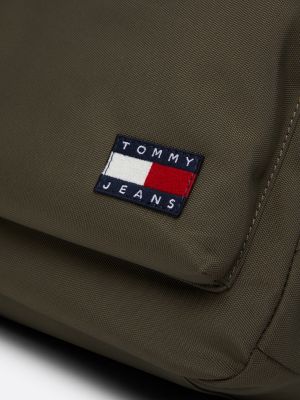 green essential badge roll-top backpack for men tommy jeans