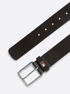 ceinture en cuir lisse à logo marron pour hommes tommy jeans