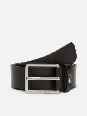 ceinture en cuir lisse à logo marron pour hommes tommy jeans