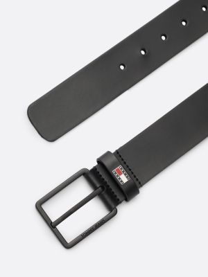 black logo smooth leather belt for men tommy jeans