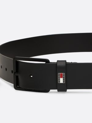 black logo smooth leather belt for men tommy jeans