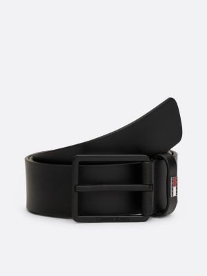 black logo smooth leather belt for men tommy jeans