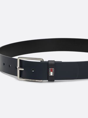 blue logo smooth leather belt for men tommy jeans