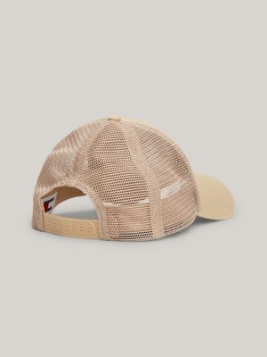 gorra de béisbol trucker con logo alargado beige de hombres tommy jeans