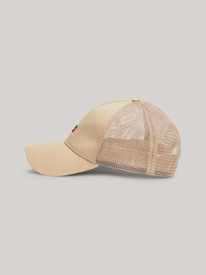 gorra de béisbol trucker con logo alargado beige de hombres tommy jeans