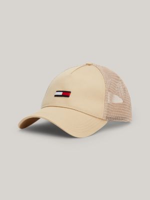 gorra de béisbol trucker con logo alargado beige de hombres tommy jeans