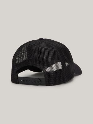 schwarz trucker-baseball-cap mit mesh und längerer flag für herren - tommy jeans