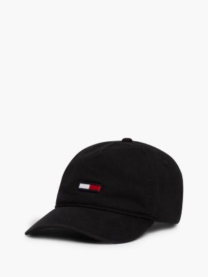 black elongated flag denim baseball cap for men tommy jeans