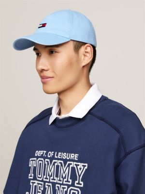 blue elongated flag denim baseball cap for men tommy jeans