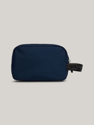 pochette toilette essential con distintivo blu da uomini tommy jeans