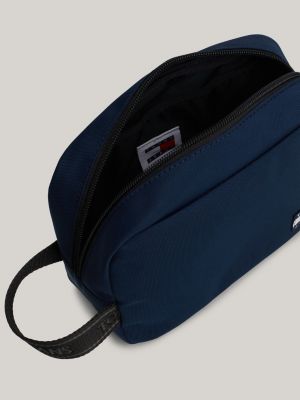 pochette toilette essential con distintivo blu da uomini tommy jeans