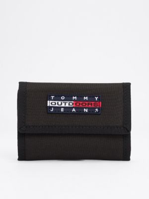 black archive outdoors logo trifold wallet for men tommy jeans