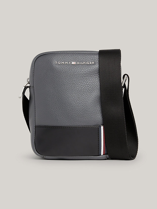 grey colour-blocked small reporter bag for men tommy hilfiger