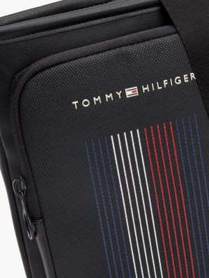 borsa a tracolla piccola con logo in metallo nero da uomini tommy hilfiger