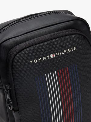 petit sac reporter à logo en métal noir pour hommes tommy hilfiger