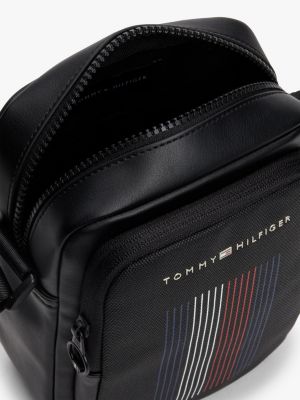 schwarz kleine reportertasche mit metall-logo für herren - tommy hilfiger