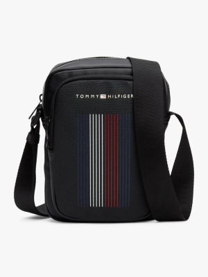 schwarz kleine reportertasche mit metall-logo für herren - tommy hilfiger