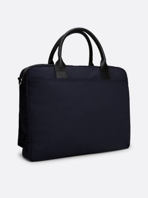 sacoche pour ordinateur portable à écusson bleu pour hommes tommy hilfiger