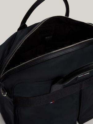 borsa da viaggio con logo nero da uomini tommy hilfiger