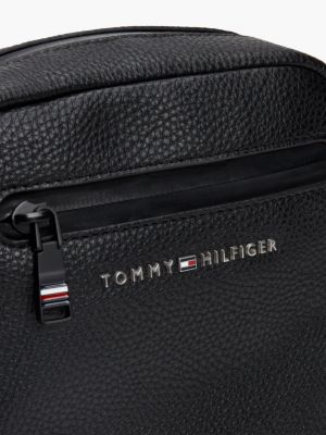 borsa reporter piccola con logo in metallo nero da uomini tommy hilfiger