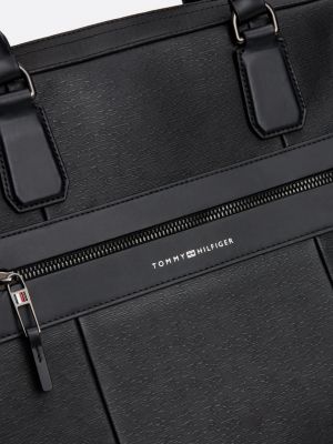 borsa per laptop premium business in pelle nero da uomini tommy hilfiger