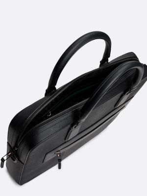 borsa per laptop premium business in pelle nero da uomini tommy hilfiger