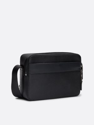 borsa a tracolla premium th business in pelle nero da uomini tommy hilfiger